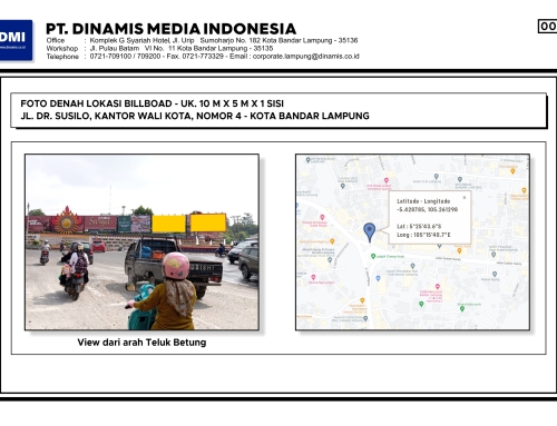 BILLBOARD Jl. Dr. Susilo Bundaran Taman Kota Lungsir, Bandar Lampung BB 4 – Terkontrak M