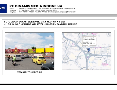 BILLBOARD Jl. Dr. Susilo Bundaran Taman Kota Lungsir, Bandar Lampung BB 6 – Media Tersedia