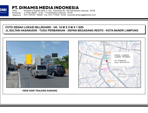 BILLBOARD Jl. Sultan Hasanudin Tugu Perbankan Depan Begadang Resto, Bandar Lampung – Media Tersedia