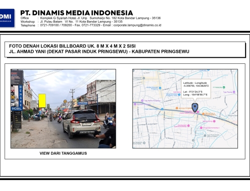 BILLBOARD Jl. Ahmad Yani (Dekat Pasar Induk Pringsewu) Kabupaten Pringsewu – Media Tersedia
