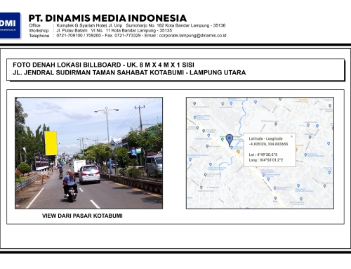 BILLBOARD Jl. Jendral Sudirman Taman Sahabat, Lampung Utara – Media Tersedia