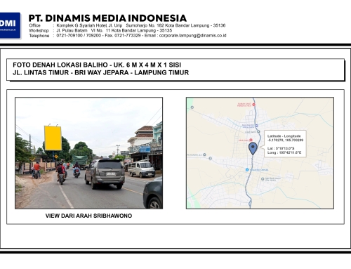 BALIHO Jl. Raya Way Jepara Depan BANK BRI, Pasar Way Jepara, Lampung Timur – Media Tersedia