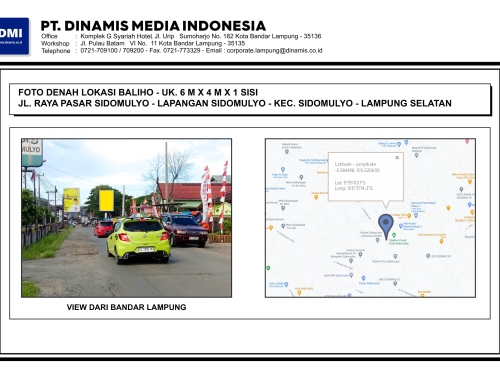 BALIHO Jl. Raya Pasar Sidomulyo, Lapangan Sidomulyo, Lampung Selatan – Media Tersedia