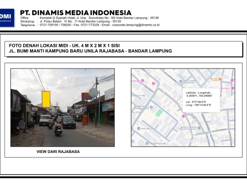 MIDI Jl. Bumi Manti Pujasera Kampung Baru Unila, Bandar Lampung – Media Tersedia