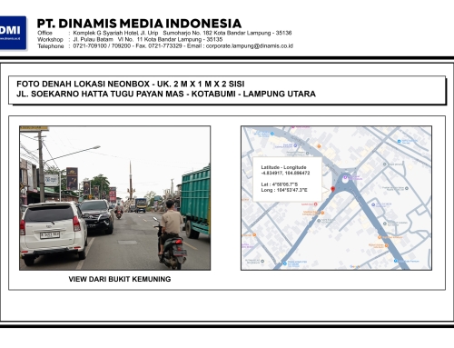 NEONBOX Jl. Soekarno Hatta Tugu Payan Mas, Kota Bumi, Lampung Utara 5 Unit – Terkontrak S