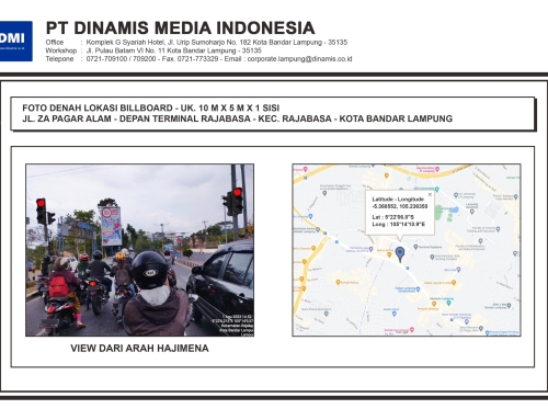 BILLBOARD Jl. ZA Pagar Alam Depan Terminal Rabajasa, Bandar Lampung – Media Tersedia