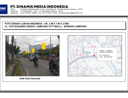 NEONBOX Median Jl. Yos Sudarso (Depan Lampung City Mall) 5 Unit – Bandar Lampung – Media Tersedia