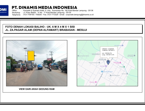 BALIHO Jl. ZA Pagar Alam Indomart Brabasan Tanjung Raya Mesuji VF Gedung RAM – Media Tersedia