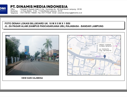 BILLBOARD Jl. ZA Pagar Alam (Kampus Pascasarjana UBL) Rabajasa, Bandar Lampung – Terkontrak T